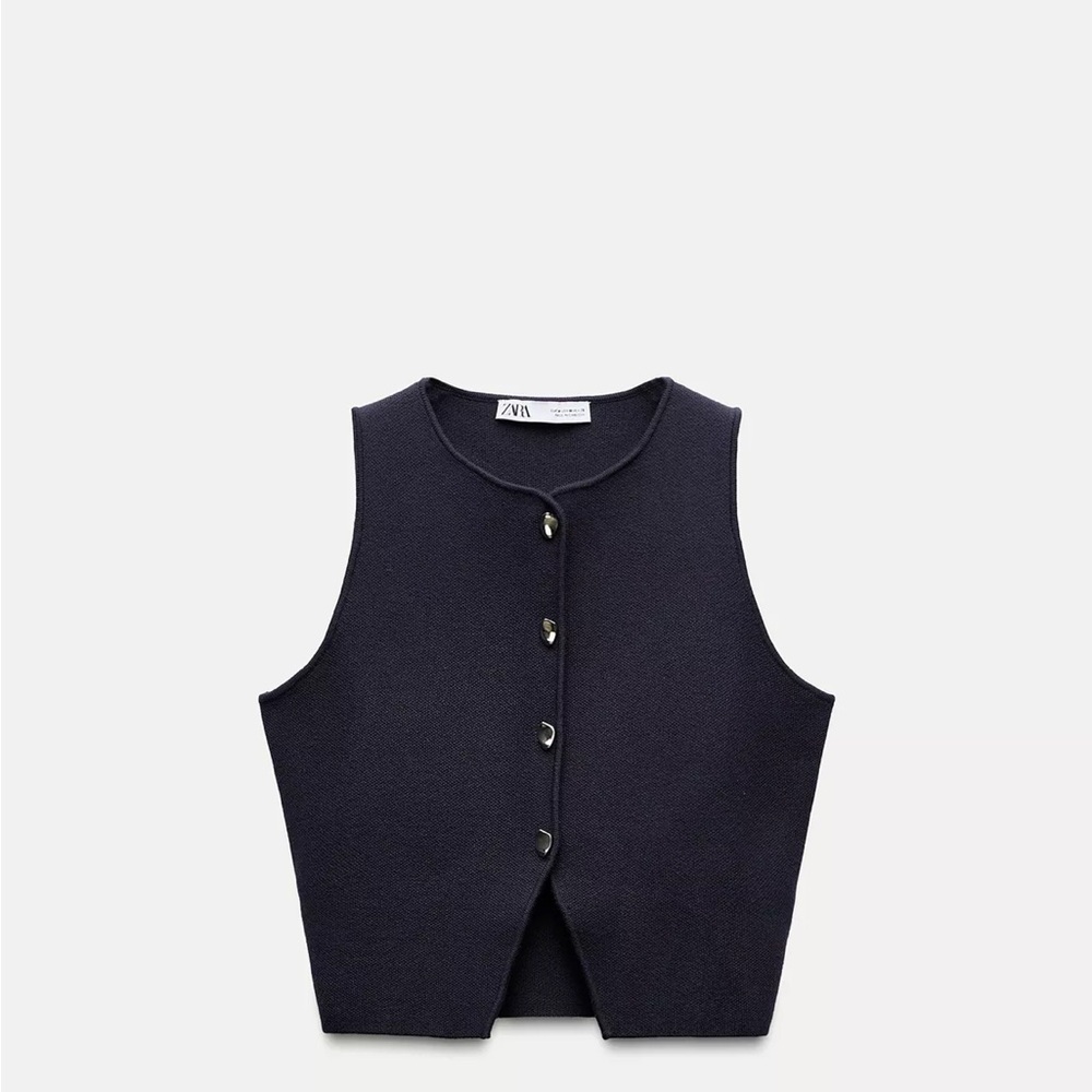 Zara Midnight Blue Sleeveless Vest